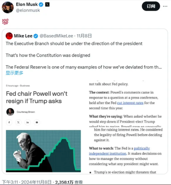 股票配资平台靠谱的有哪些 “终结美联储”？马斯克表态：支持